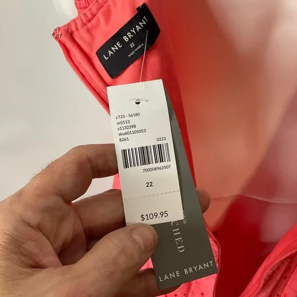 Lane Bryant NWT’s Red Eyelet Lace Midi Dress Knot Straps & Full Back Zip Size 22 - Picture 3 of 16